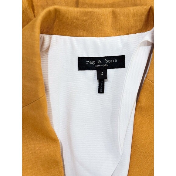 Rag & Bone Womens Suit Set Yellow Linen Tailored Blazer Straight Trouser Size 2 - Picture 4 of 16